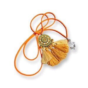 Orange Tassel Boho Necklace